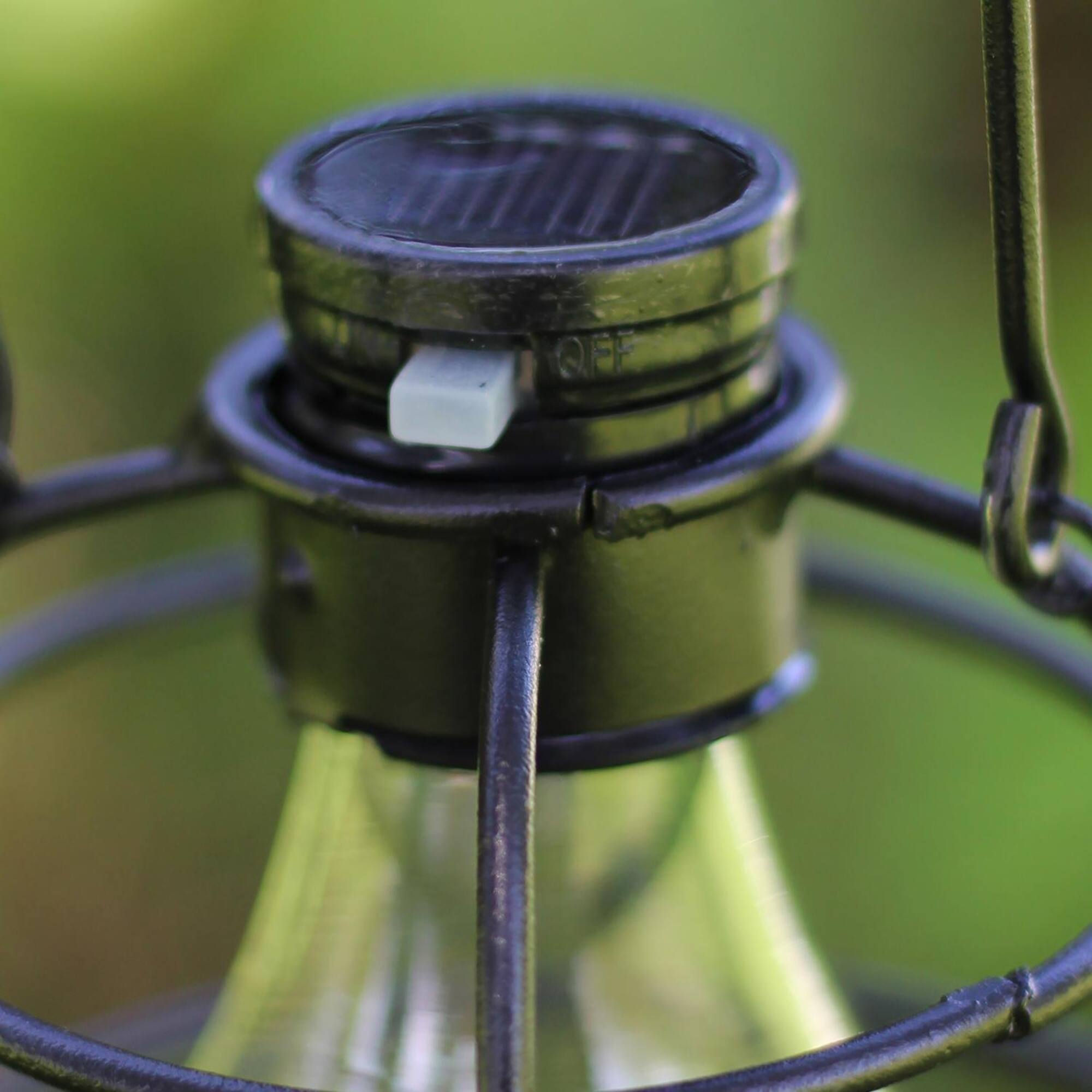 7.75" Black Rippled Solar Powered LED Patio Lantern